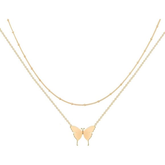 Jewelry - Chic Handmade 18K Gold Plated Layered Butterfly Necklace for Everyday Elegance